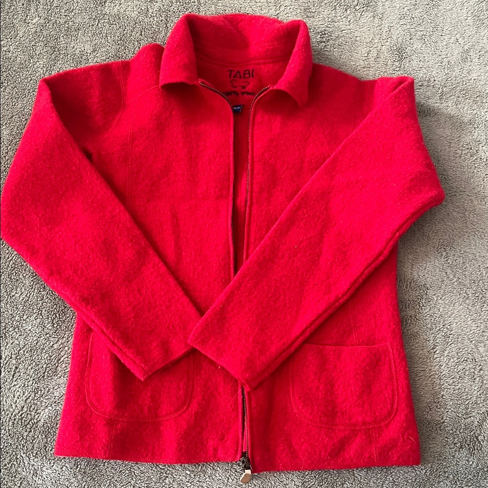 Tabi Wool Red Zip-Up Jacket